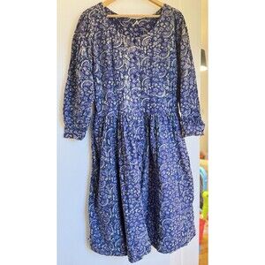 Geeta Vintage 90s Y2K Purple Indigo Paisley Dress L Whimsical Cottage Boho India